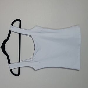 Free People Square Neck Tank Top Size XS White Stretch Fitted Minimalist Y2K